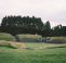 Caerleon Roman Amphitheatre with trees behind it in the distance.